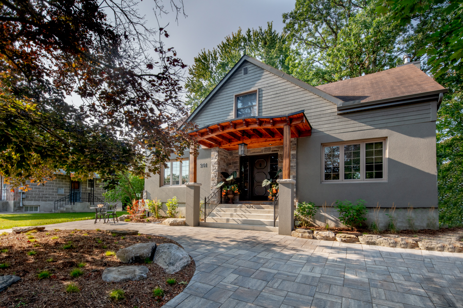 Renovated home exterior, view 2